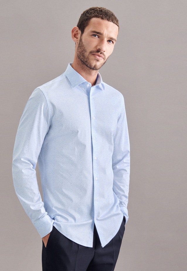 Shaped Jersey shirt Print in Light Blue |  Seidensticker Onlineshop