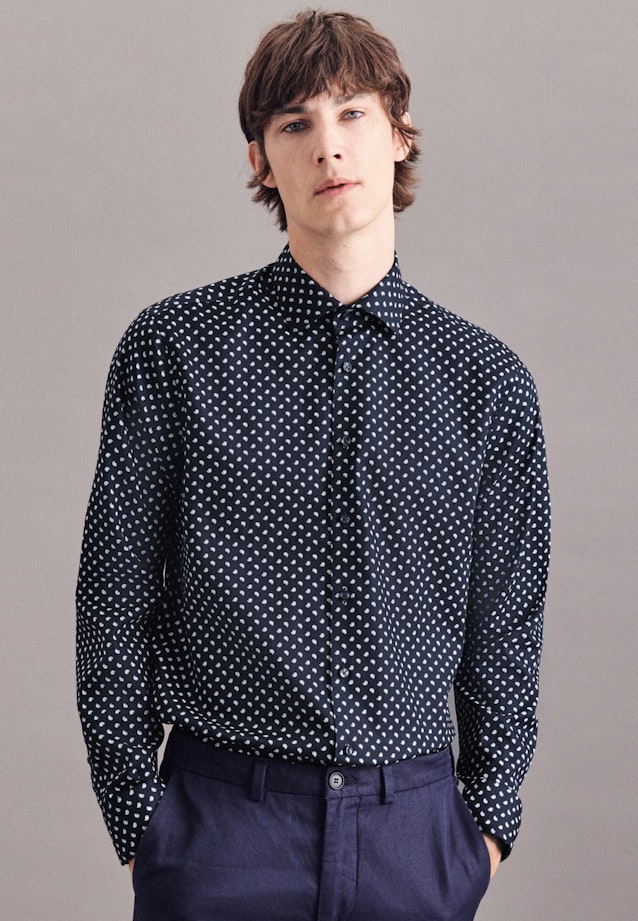 Regular Business Hemd Print in Dunkelblau |  Seidensticker Onlineshop