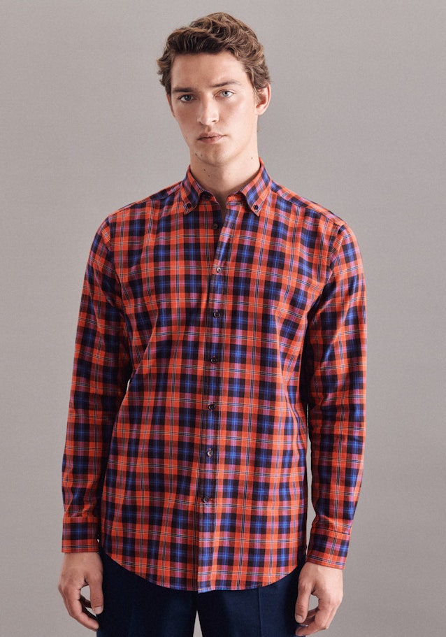 Twill Casual Hemd in Regular mit Button-Down-Kragen in Orange | Seidensticker Onlineshop