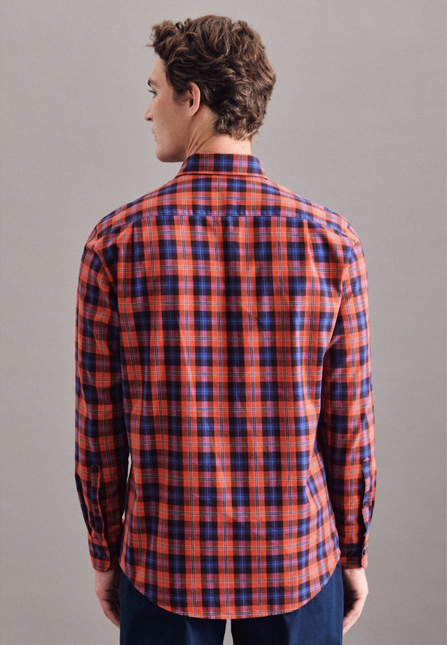 Regular Casual shirt Check in Orange |  Seidensticker Onlineshop