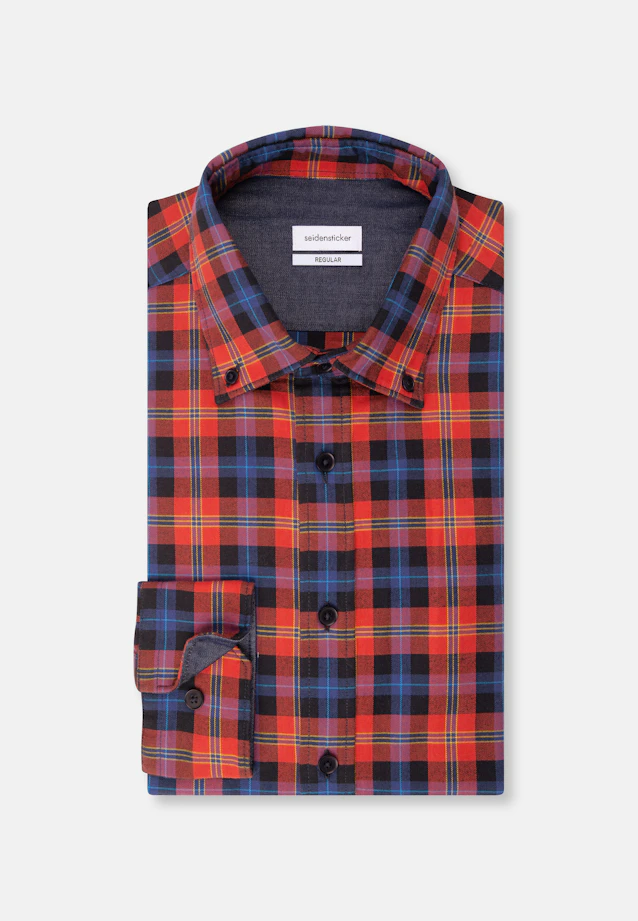 Regular Casual Hemd Karo in Orange |  Seidensticker Onlineshop
