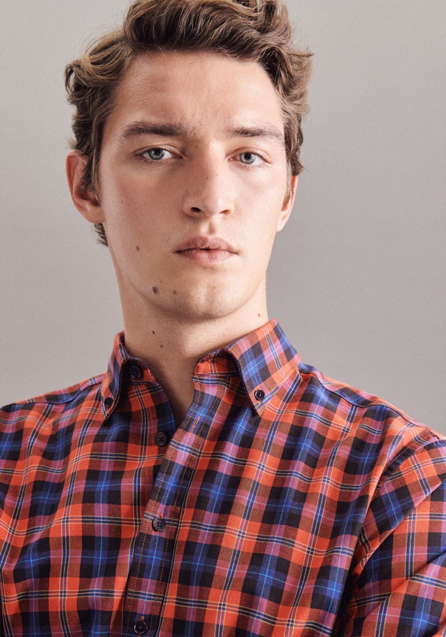 Twill Casual Hemd in Regular mit Button-Down-Kragen in Orange | Seidensticker Onlineshop