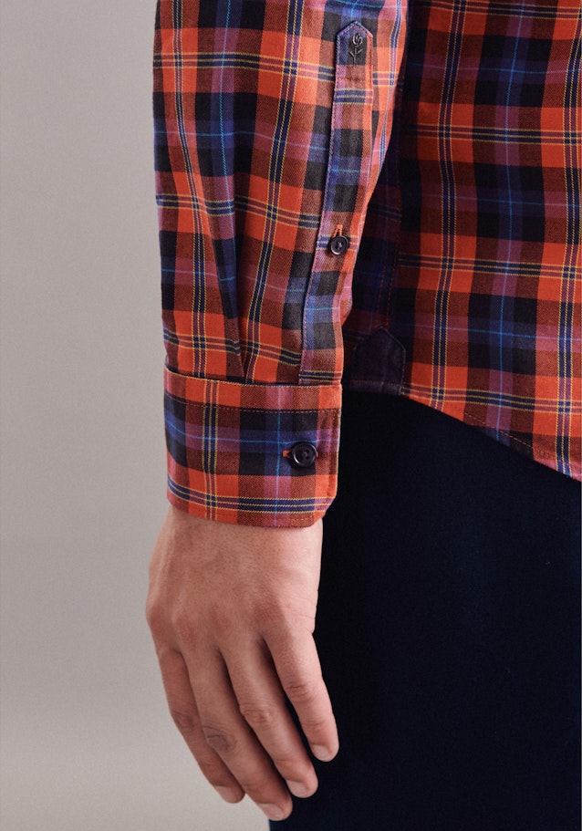 Twill Casual Hemd in Regular mit Button-Down-Kragen in Orange | Seidensticker Onlineshop