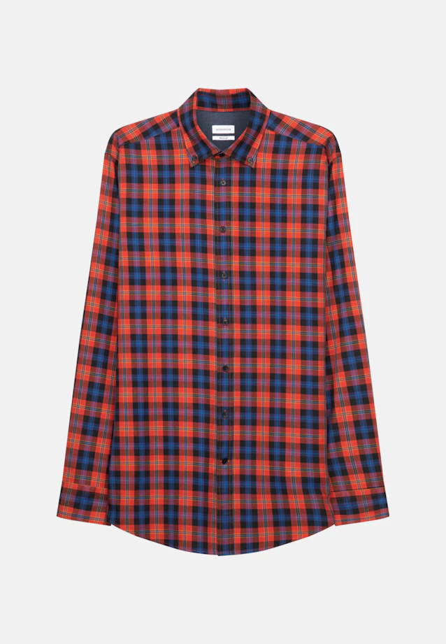 Regular Casual Hemd Karo in Orange |  Seidensticker Onlineshop