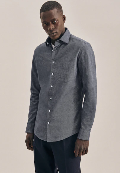 Slim Chemise oxford uni in Gris |  Seidensticker Onlineshop