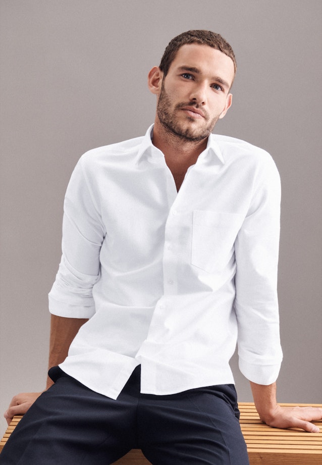Slim Oxfordhemd Uni in Weiß |  Seidensticker Onlineshop