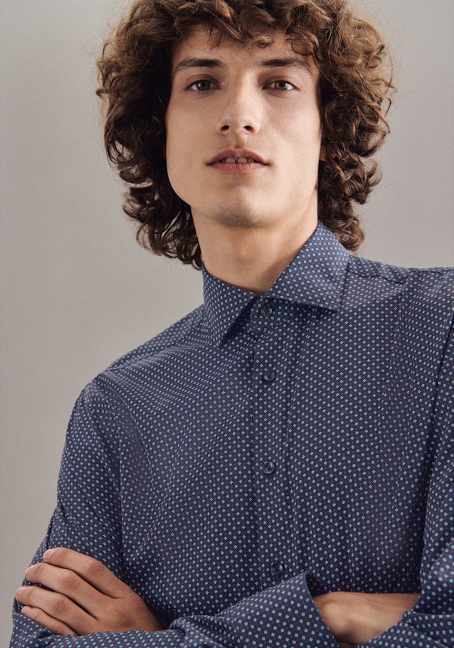 Chemise performance Regular Twill (sergé) Col Kent in Bleu Foncé |  Seidensticker Onlineshop