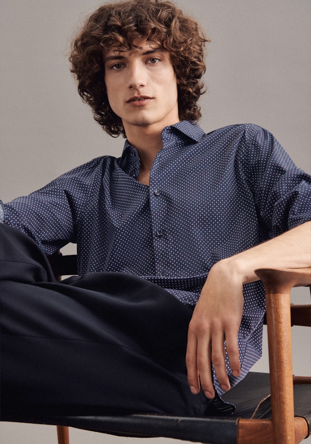 Chemise performance Regular Twill (sergé) Col Kent in Bleu Foncé |  Seidensticker Onlineshop