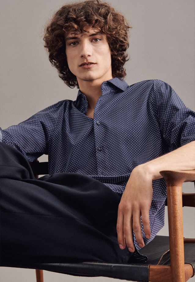 Regular Performance shirt Print in Dark Blue |  Seidensticker Onlineshop