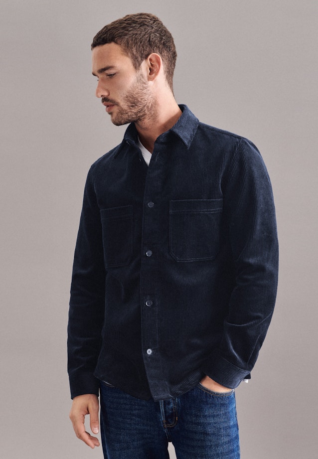 Regular Overshirt Plain in Dark Blue |  Seidensticker Onlineshop