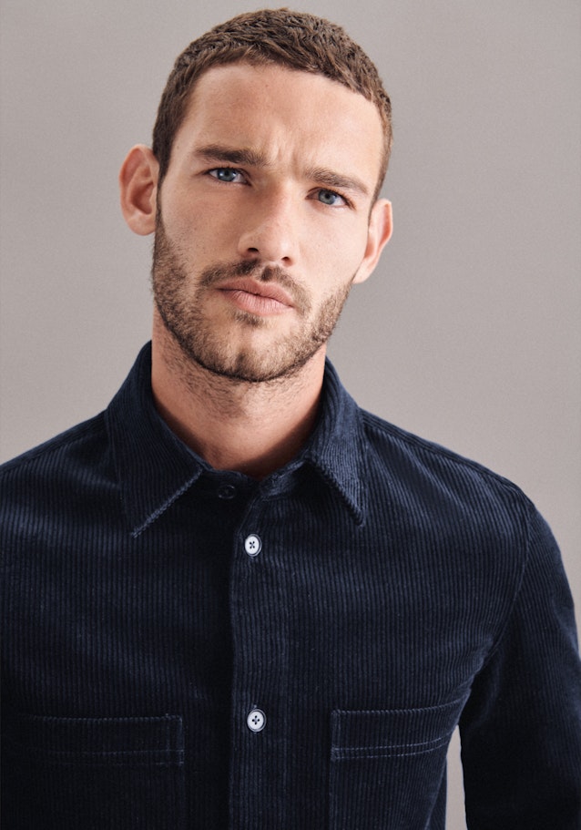 Regular Overshirt Uni in Dunkelblau | Seidensticker Onlineshop