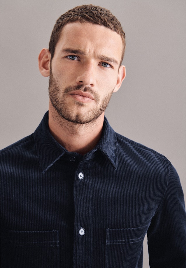 Overshirt in Regular with Kent-Collar in Dark Blue |  Seidensticker Onlineshop