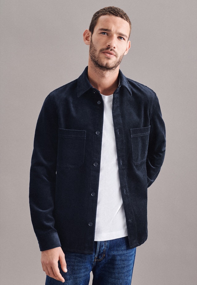 Regular Overshirt Plain in Dark Blue |  Seidensticker Onlineshop