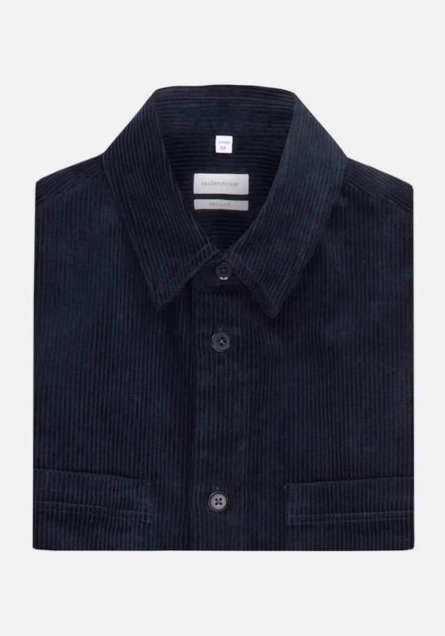 Cord Overshirt in Regular mit Kentkragen in Dunkelblau |  Seidensticker Onlineshop