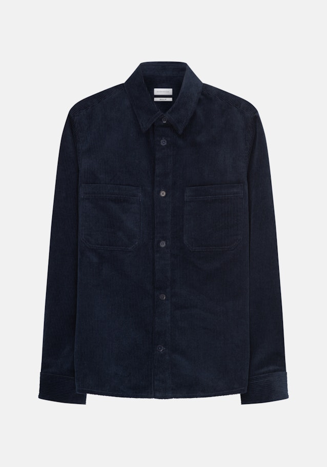 Cord Overshirt in Regular mit Kentkragen in Dunkelblau |  Seidensticker Onlineshop