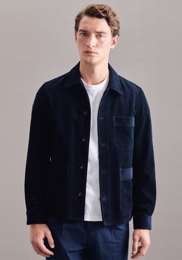 Overshirt in Regular with Lapel Collar in Dark Blue |  Seidensticker Onlineshop