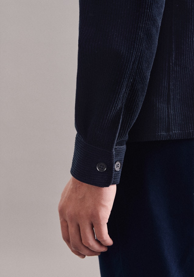 Overshirt in Regular with Lapel Collar in Dark Blue |  Seidensticker Onlineshop