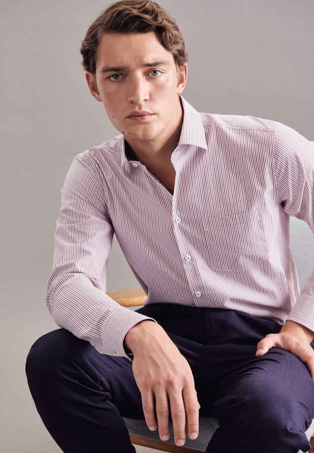 Regular Business Hemd Streifen in Rot |  Seidensticker Onlineshop