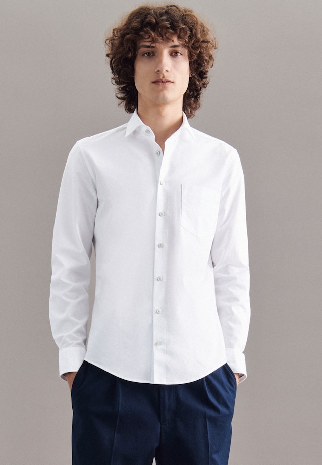 Slim Oxfordhemd Uni in Weiß |  Seidensticker Onlineshop
