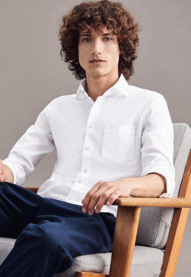 Slim Oxfordhemd Uni in Weiß |  Seidensticker Onlineshop