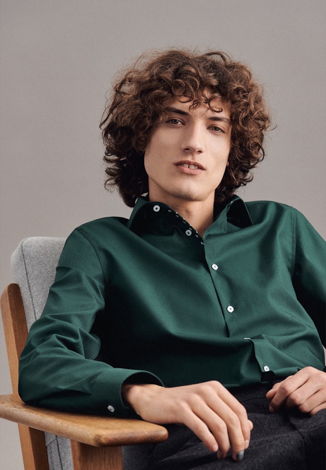 Slim Business Hemd Uni in Grün |  Seidensticker Onlineshop