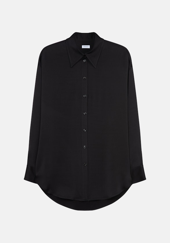 Long sleeve Crepe Satin Long Blouse in Black |  Seidensticker Onlineshop