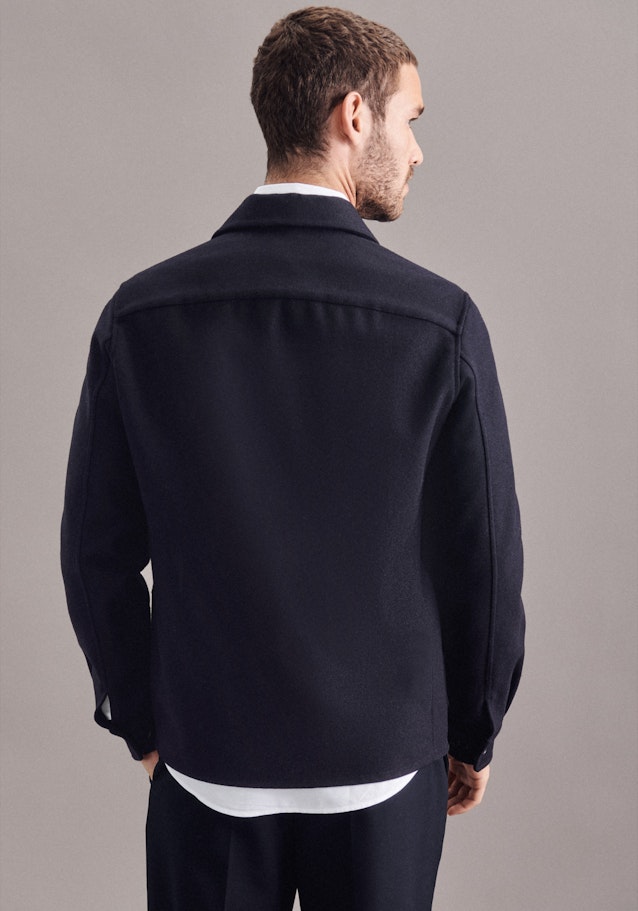 Twill / Moleskin Overshirt in Regular mit Reverskragen in Dunkelblau |  Seidensticker Onlineshop