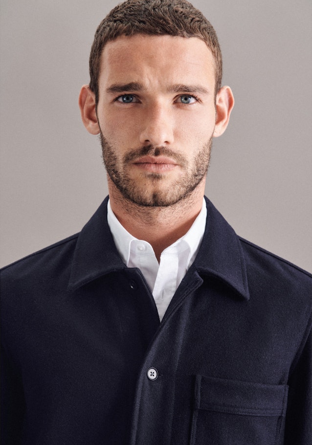 Overshirt in Regular with Lapel Collar in Dark Blue |  Seidensticker Onlineshop