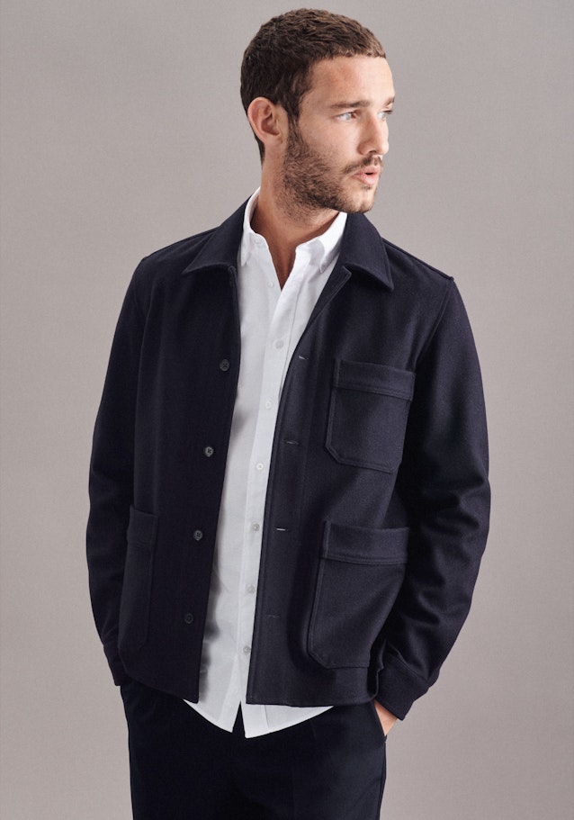 Overshirt in Regular with Lapel Collar in Dark Blue |  Seidensticker Onlineshop