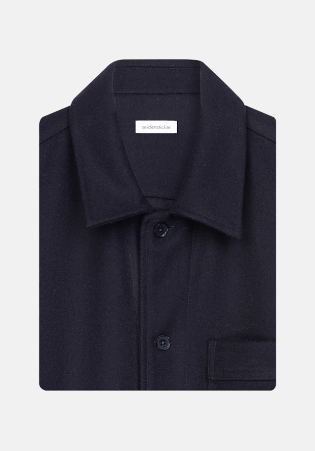 Twill / Moleskin Overshirt in Regular mit Reverskragen in Dunkelblau |  Seidensticker Onlineshop