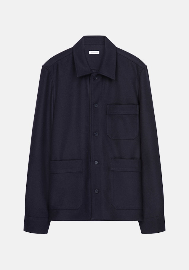 Twill / Moleskin Overshirt in Regular mit Reverskragen in Dunkelblau |  Seidensticker Onlineshop