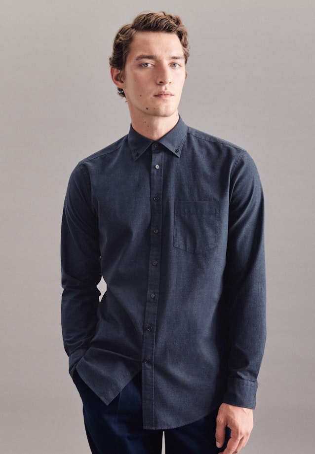 Regular Chemise casual uni in Bleu Foncé |  Seidensticker Onlineshop