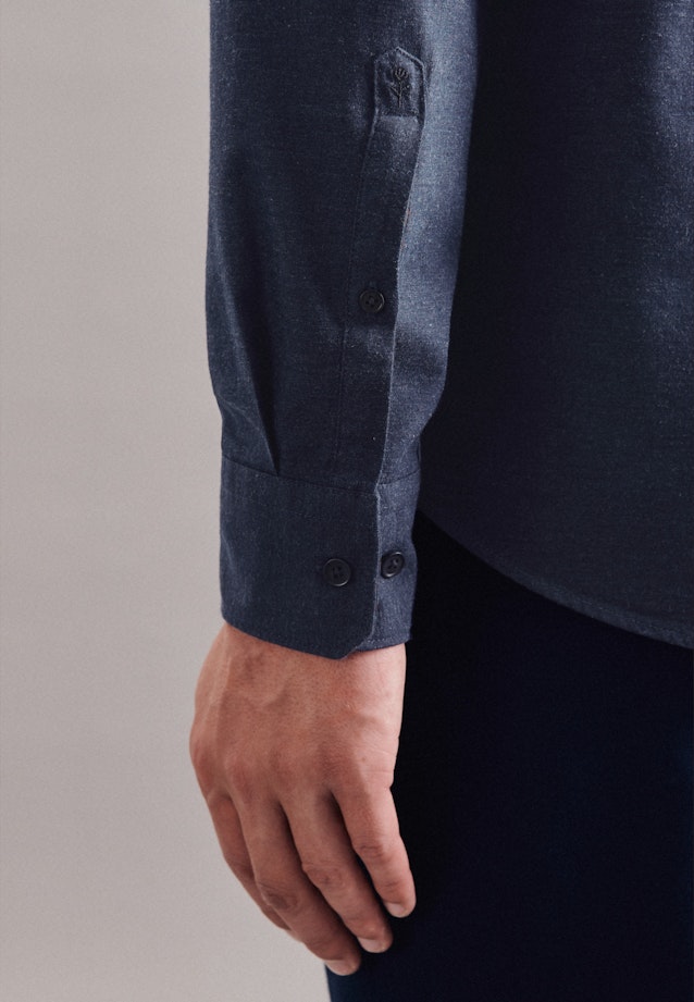 Regular Chemise casual uni in Bleu Foncé |  Seidensticker Onlineshop