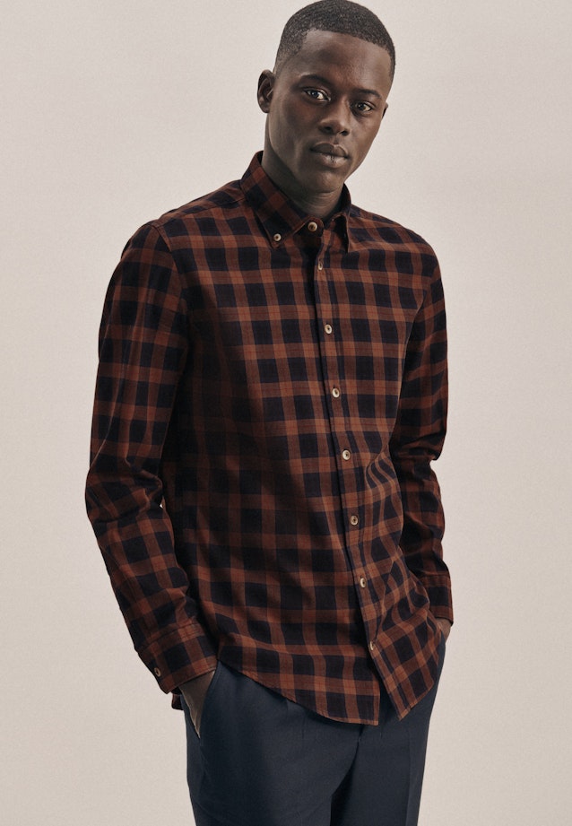 Slim Casual Hemd Karo in Braun |  Seidensticker Onlineshop