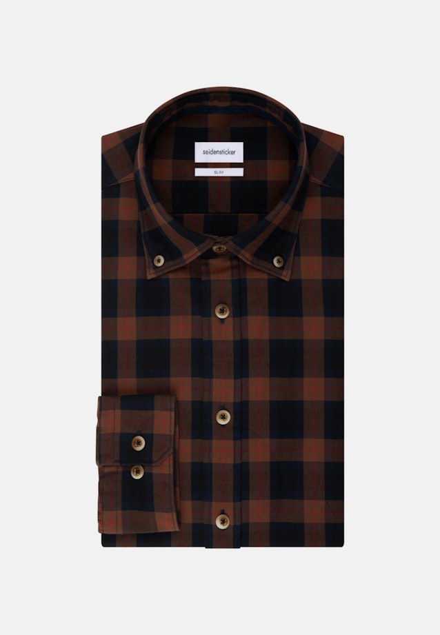 Twill Casual Hemd in Slim mit Button-Down-Kragen in Braun |  Seidensticker Onlineshop