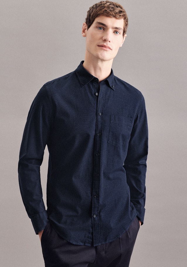 Casual Shirt in Slim with Button-Down-Collar in Dark Blue |  Seidensticker Onlineshop