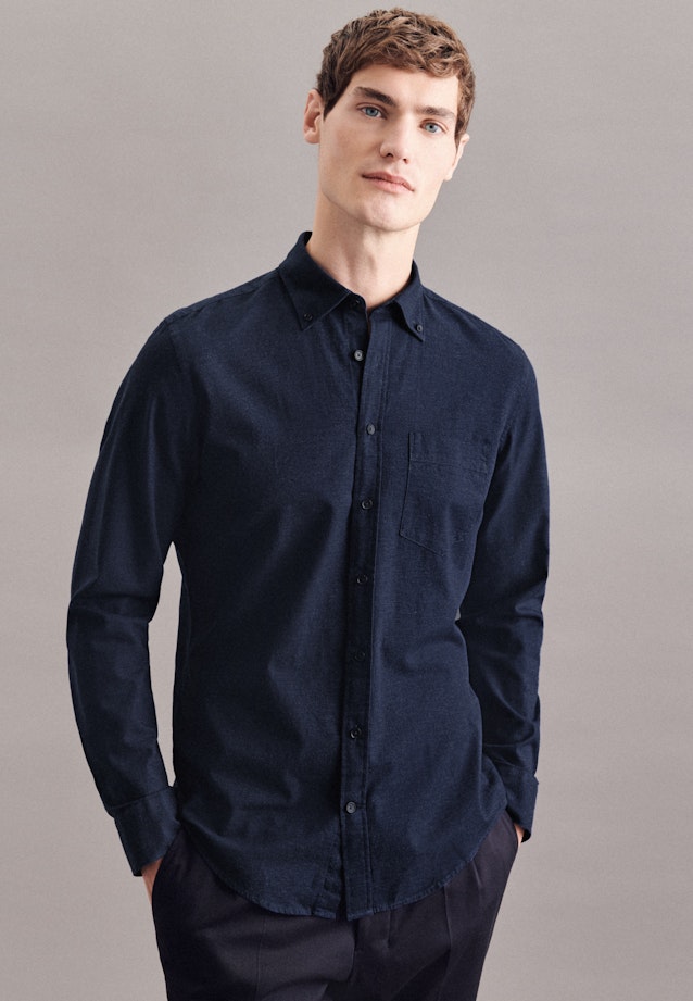 Slim Casual Hemd Uni in Dunkelblau |  Seidensticker Onlineshop