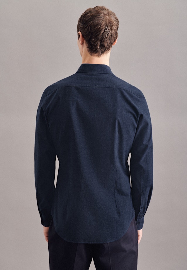 Slim Chemise casual uni in Bleu Foncé |  Seidensticker Onlineshop