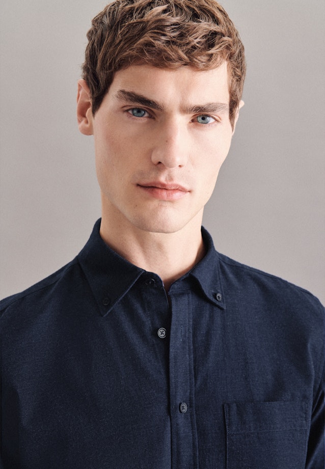 Slim Chemise casual uni in Bleu Foncé |  Seidensticker Onlineshop