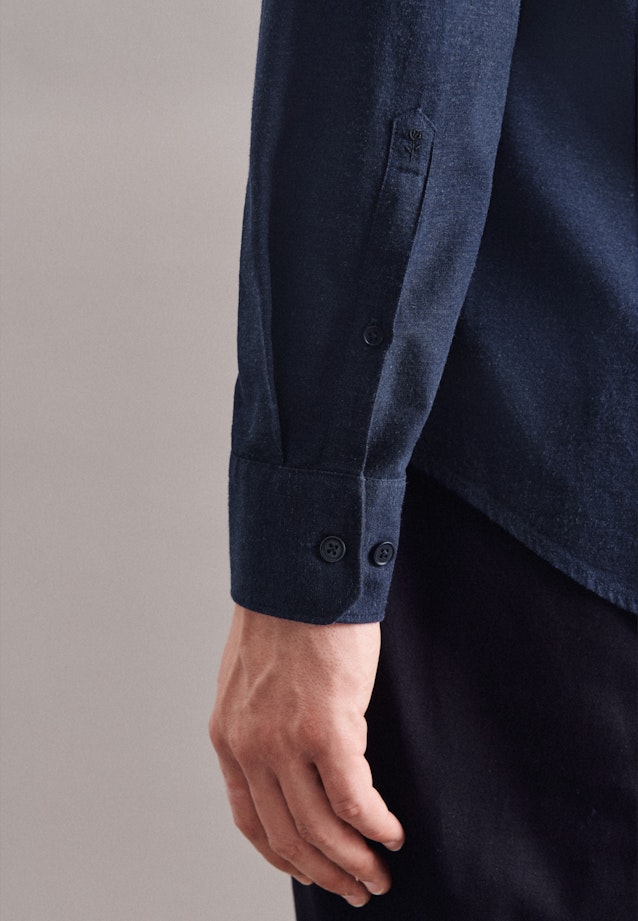 Slim Chemise casual uni in Bleu Foncé |  Seidensticker Onlineshop