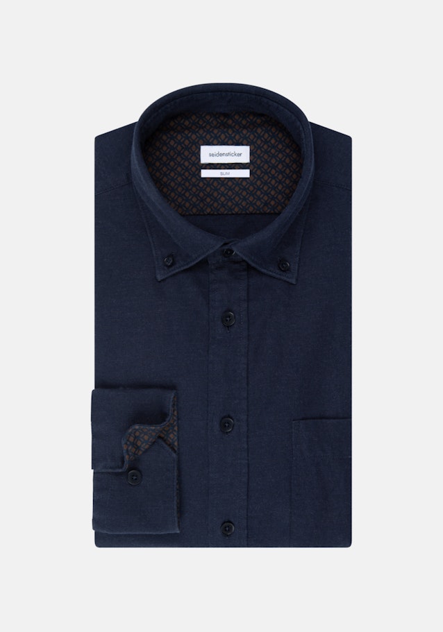 Twill Casual Hemd in Slim mit Button-Down-Kragen in Dunkelblau |  Seidensticker Onlineshop