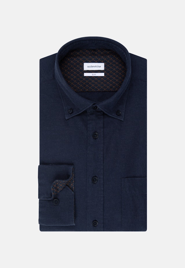Twill Casual Hemd in Slim mit Button-Down-Kragen in Dunkelblau |  Seidensticker Onlineshop