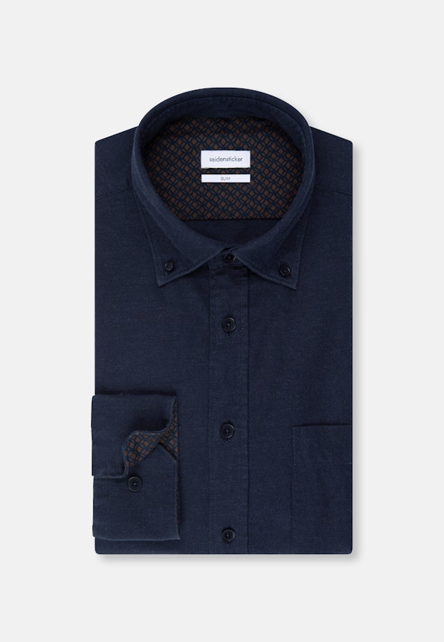 Slim Chemise casual uni in Bleu Foncé |  Seidensticker Onlineshop