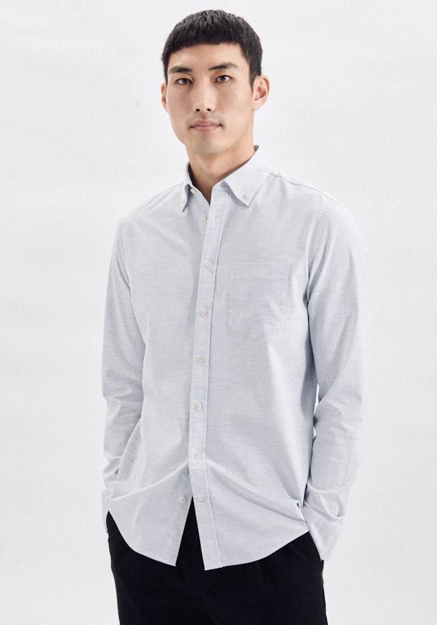 Chemise casual in Slim with Col Boutonné in Gris | Seidensticker Onlineshop