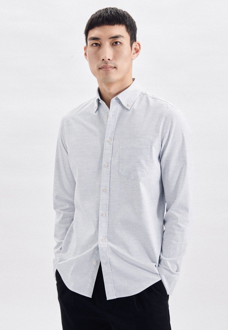 Twill Casual Hemd in Slim mit Button-Down-Kragen