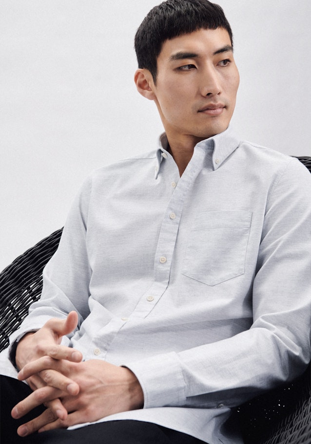 Casual Shirt in Slim with Button-Down-Collar in Grey |  Seidensticker Onlineshop