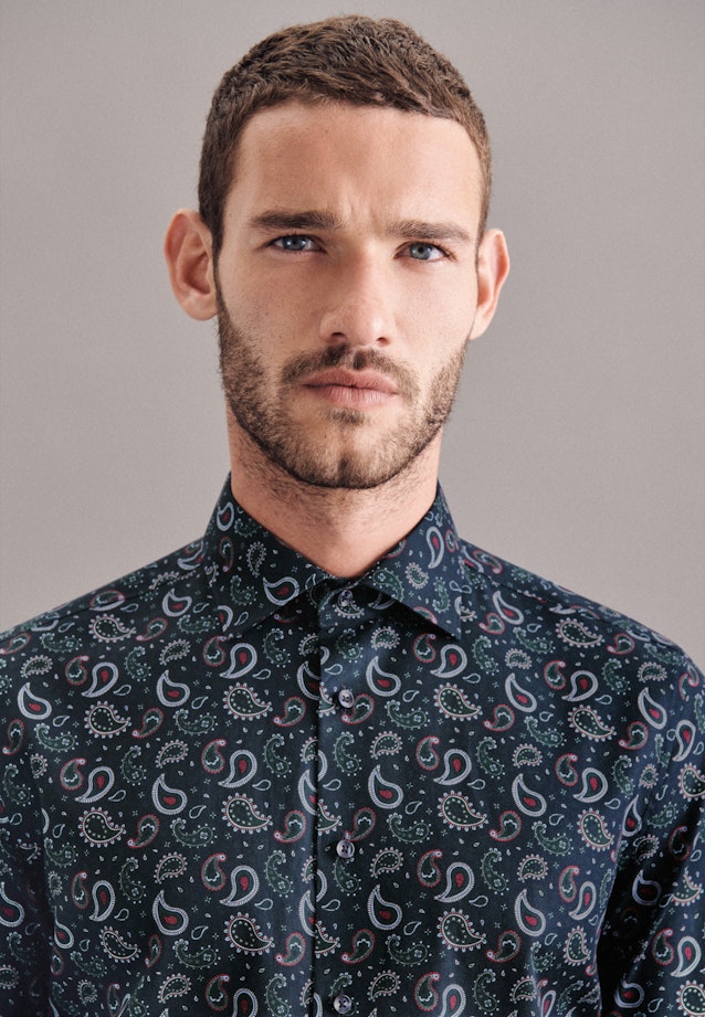 Slim Business Shirt Print in Dark Blue |  Seidensticker Onlineshop