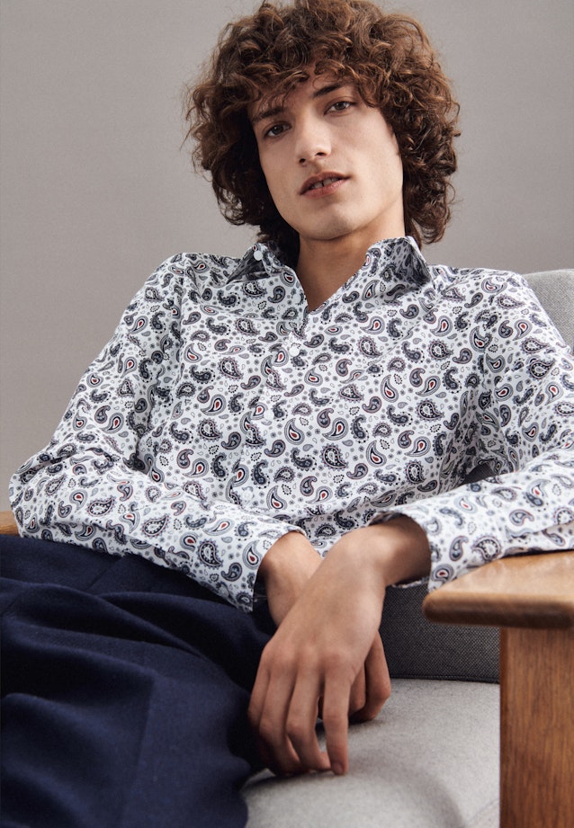 Slim Business Hemd Print in Weiß |  Seidensticker Onlineshop