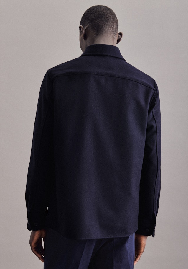 Twill / Moleskin Overshirt in Regular mit Kentkragen in Dunkelblau |  Seidensticker Onlineshop