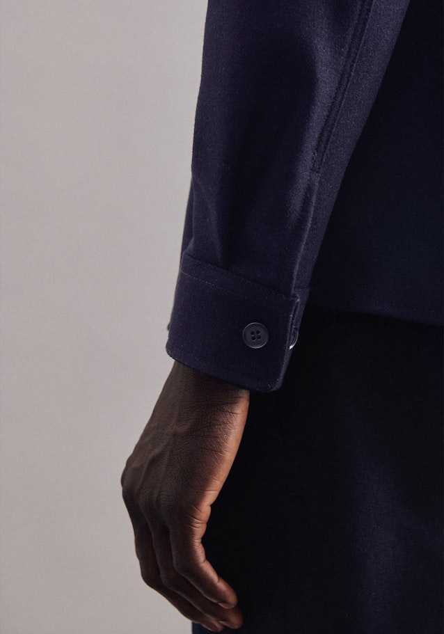 Twill / Moleskin Overshirt in Regular mit Kentkragen in Dunkelblau |  Seidensticker Onlineshop